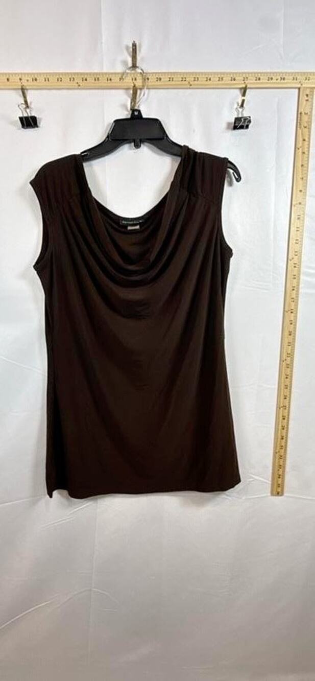 American City Wear Large Brown Sleeveless Draped Cowl Neck Tank Top Stretch